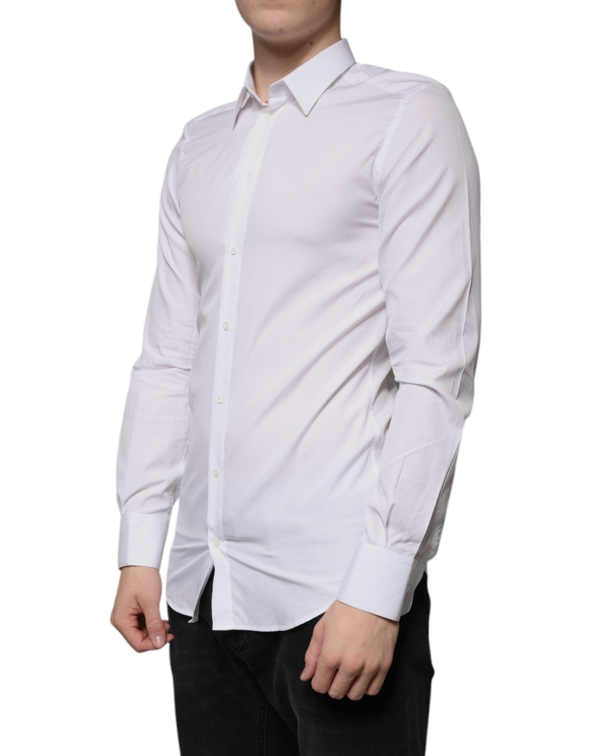 Dolce & Gabbana White formal men's shirt GOLD made of cotton